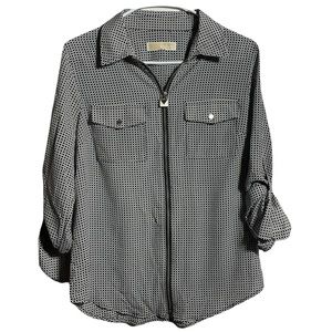 Michael Kors black and white pattern zip up jacket size s/m